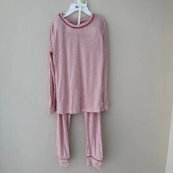 Eberjey Kids Gisele Red White Striped Tencel Modal Pajama Set Size 6 Long Sleeve