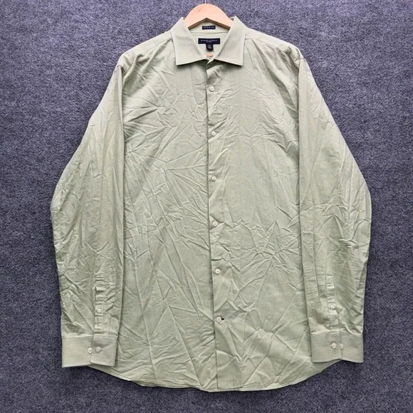 Banana Republic Fitted Button Shirt Mens XXL Tall Green Long Sleeve Dress