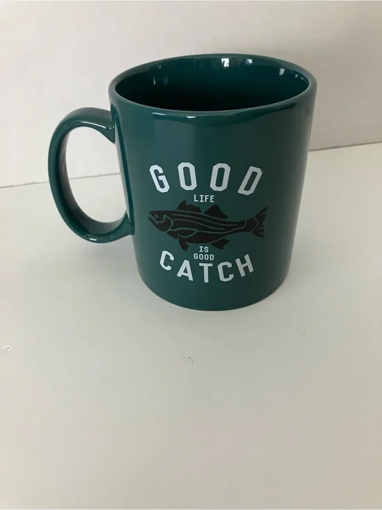 Life Is Good Dark Green 'Good Catch' Fish Coffee Mug