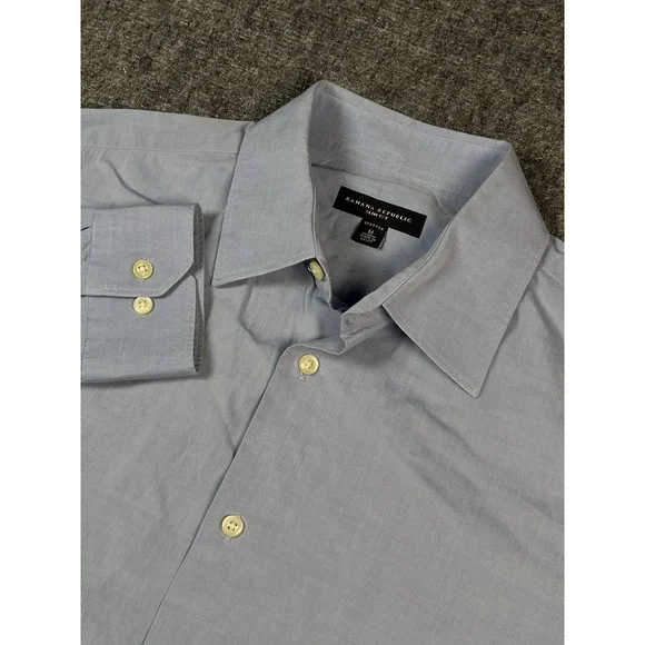 Banana Republic Men Medium Long Sleeve Button Casual‎ Stretch Blue Work School