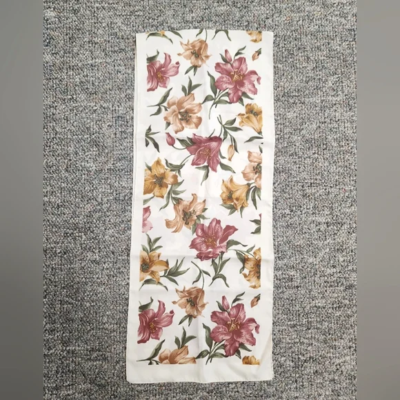 Saks Fifth Avenue Cream Floral Print Silk Scarf