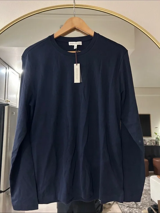 Banana Republic Dark Navy Long-Sleeve Crewneck Top