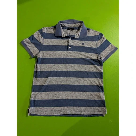 Banana Republic Polo‎ Shirt Purple Elephant Logo Slim Fit Medium Striped