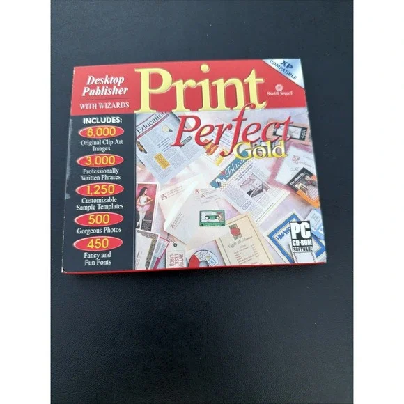 Print Perfect Gold PC CD ROM XP Compatible Brand New Sealed VTG CDRS662 Win 98