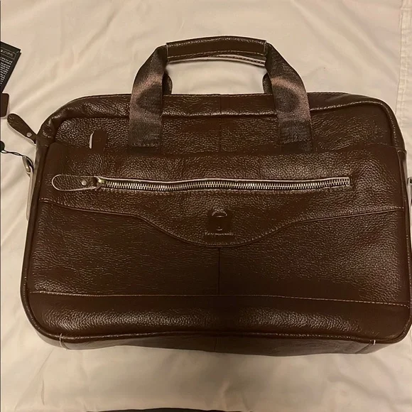 Brown Leather Executive Briefcase with Sleek Design