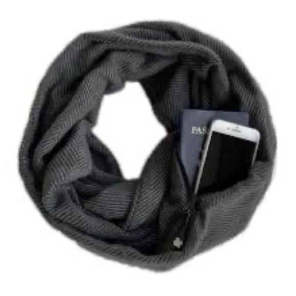 Sholdit Versatile Gray Infinity Scarf Soft Lightweight Accessory with Pocket