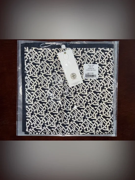 Tory Burch Silk Buddy Logo Neckerchief Brand New With Tags