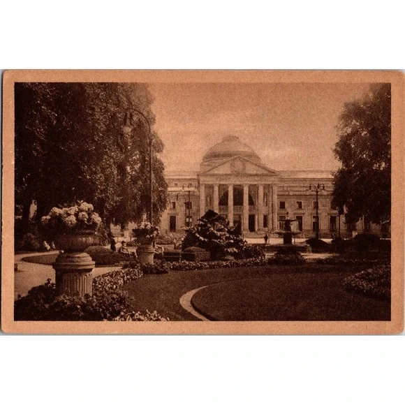 Vintage Wiesbaden Kurhaus Postcard with‎ Blumengarten Garden Scene