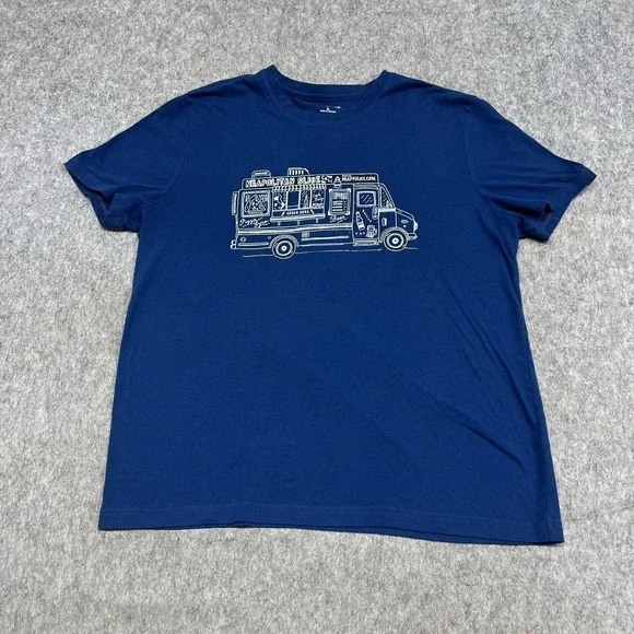 Banana Republic Shirt Mens XL Blue Crew Neck Neapolitan Slice Pizza Casual Tee‎