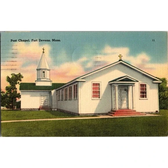 Vintage Postcard 1941 Post Chapel Fort‎ Devens Massachusetts