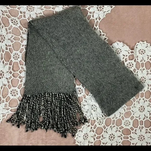 Portolano 100% Cashmere Fringe Grey Scarf‎