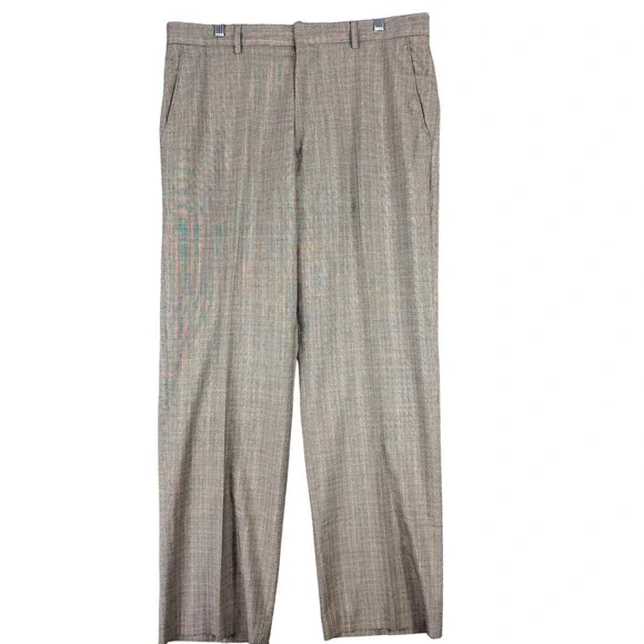 Banana Republic Dress Pants Mens 34 Gray Plaid‎ Flat Front Business Office 36x32