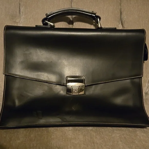 Barantani Briefcase Leather Rehab Black