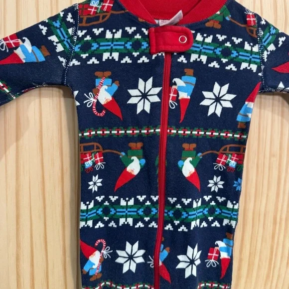 Hanna Andersson Holiday Gnome Fair‎ Isle Organic Cotton Sleeper Pajamas 6-12 Mon