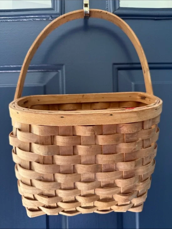 Vintage Woven Hanging Wall Basket - Wall Pocket Basket