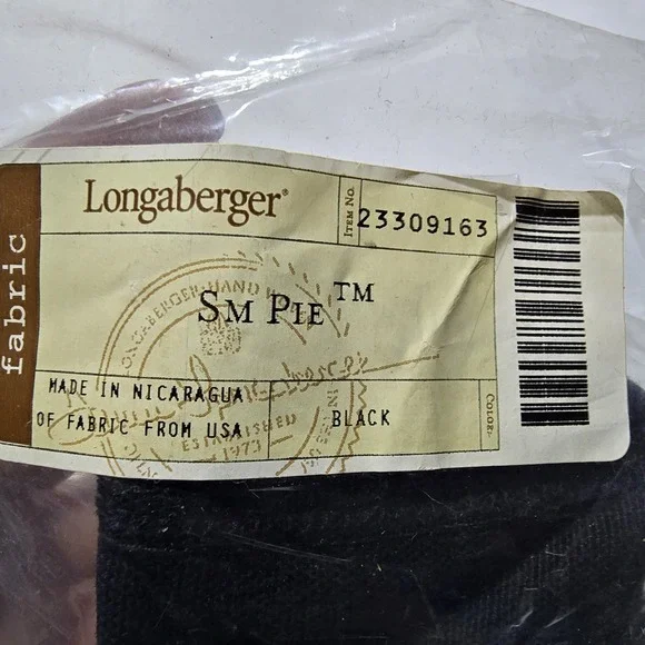Longaberger Ebony Black Solid Small Pie Basket Liner‎ #23309163