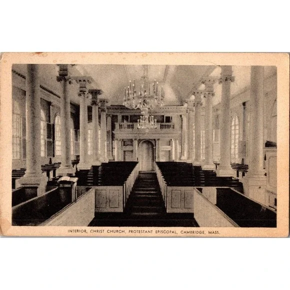 Vintage Postcard Interior Christ Church Protestant Episcopal Cambridge Mass‎ MA