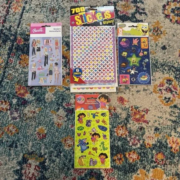 Vintage 2004 Lot of Stickers NEW Barbie‎ Spongebob Dora Cute Scrapbooking Y2K