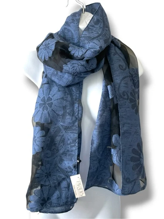 Paradiso Floral Sheer Scarf Wrap Shawl Embroidered Mesh Festival Boho Scarf