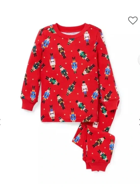 Janie and Jack Red Nutcracker Print Kids Pajama Set unisex