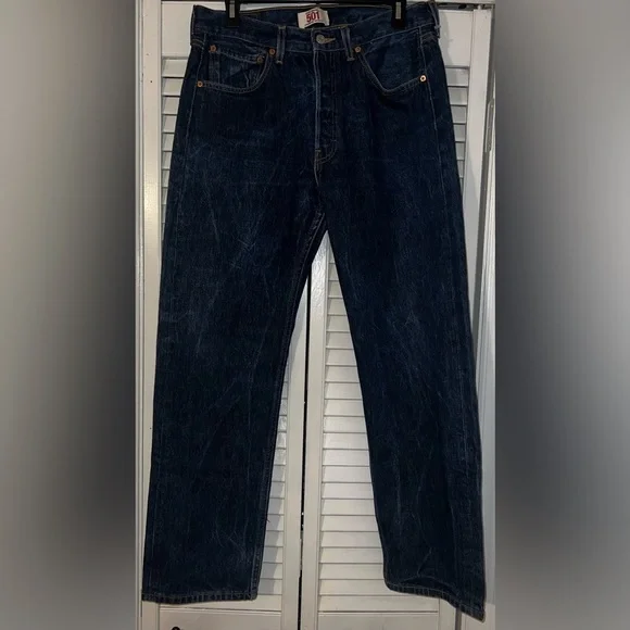 Levi's Original 501 Straight Leg Button Fly Jeans - Dark