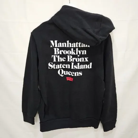 Levi's New York Hoodie Full Zip Black White Size Small