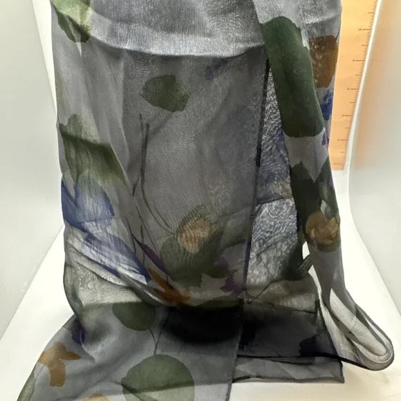 Blue Sheer Floral Scarf Made In Korea‎ 42