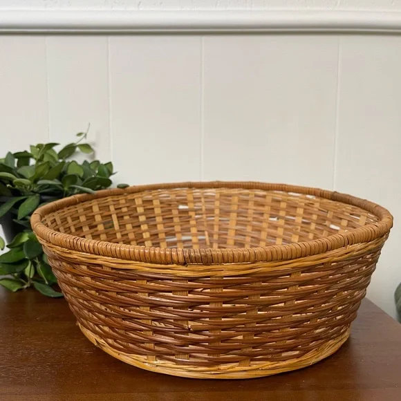 Woven Basket brown bohemian granny‎ plant storage fruit basket