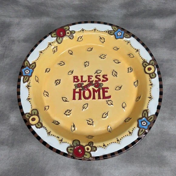 Pie Plate Dish 'Bless Our Home' Michel & Co Mary Engelbreit 11