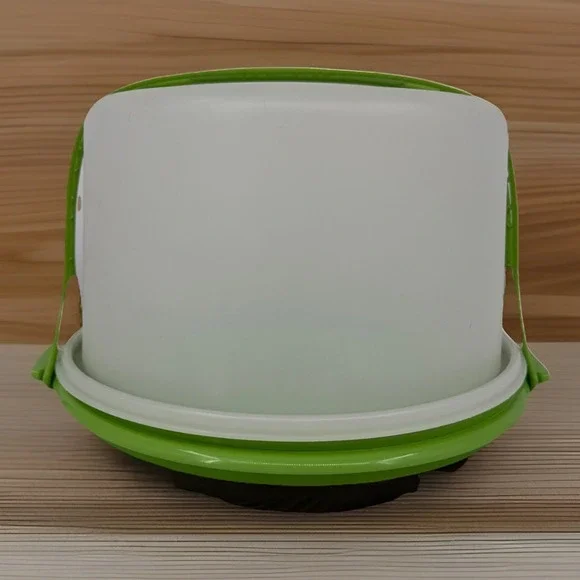 Tupperware cake carrier lime green / white Tupperware w/ handle 683 684 624