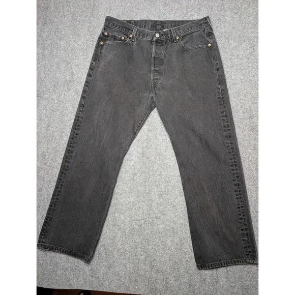 Levis 501 Jeans Men's Size 36x29 Black Denim Full Button Fly‎ Levi Straight Leg