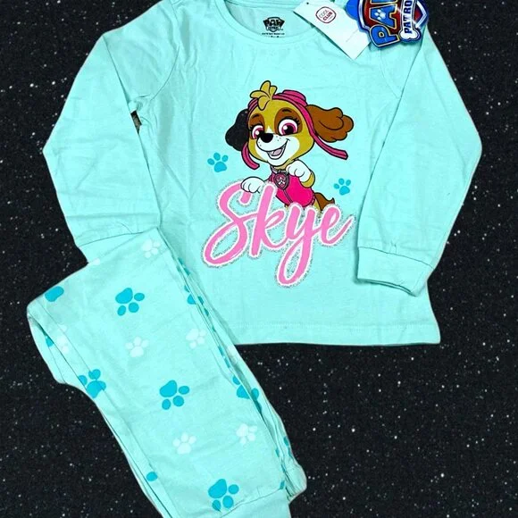 Paw Patrol Skye’s Starry Snooze Pajama Set 4T Turquoise NWT Soft Cotton