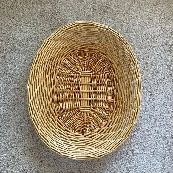 Natural Tan Woven Oval Flat Basket