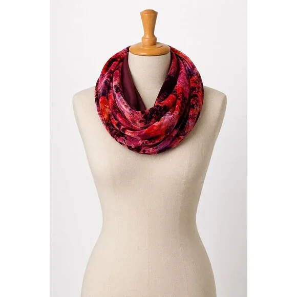Cynthia Rowley Velvet Burnout Scarf Infinity Colorful Pink Purple Print