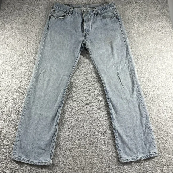 VINTAGE Levi's 501 Jeans Mens 35x32 (Fits 34x30) Light‎ Wash Distressed Classic