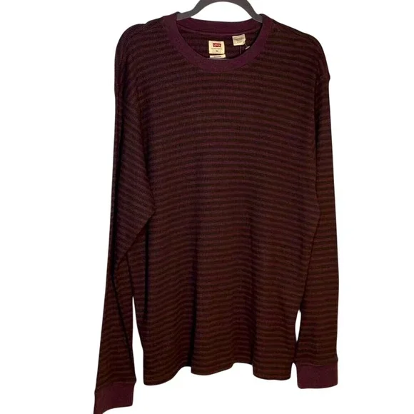 NWT Levi's Thermal Top Long Sleeve Crewneck Pullover Stripes‎ Mens XL