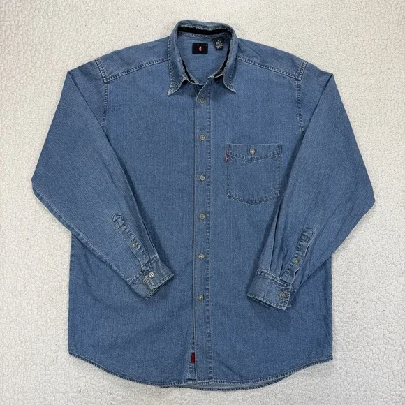 VTG Y2K Levi's Red Tab Denim Button Down Shirt Men's M Western Grunge Casual