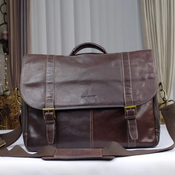 Samsonite Brown Genuine Leather Men's Briefcase.