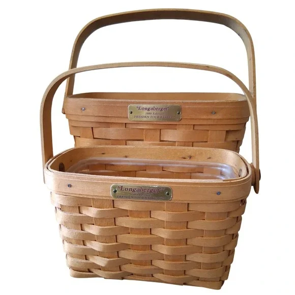 Longaberger 1998 Edition Dresden Tour Basket Set of 2 with Protector