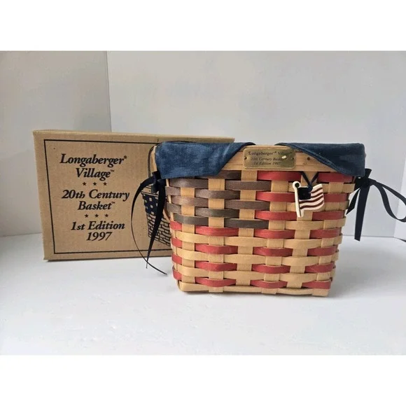 Longaberger Basket 1997 20th Century 1st Edition flag w/‎ box