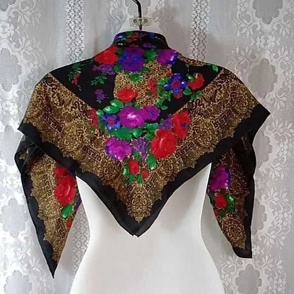 Vintage Silk 100% Women Scarf Size 30x30