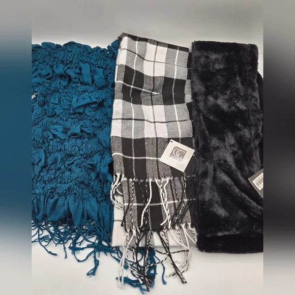 Scarf Lot Cejon NWT In Black Gift Craft In Plaid & Teal Scarf / Wrap