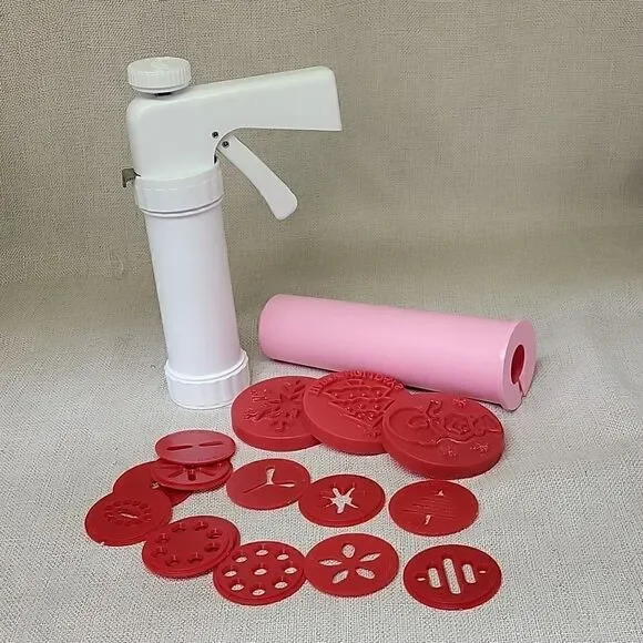 Wilton Cookie Press Christmas cookies Hand Held With 12 Disks