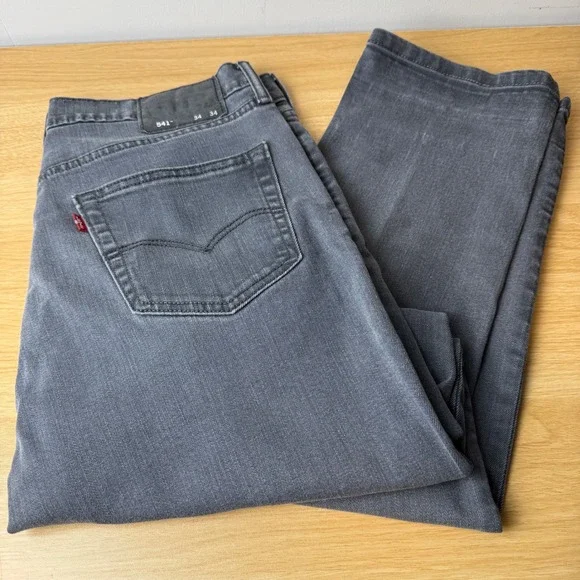 Levi's 541 Mens Athletic Tapered Jeans 34x31 Grey Denim Everyday Wear Normcore