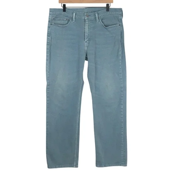 LEVI'S 514 White Tab Straight Fit Jeans 36x32 Light Blue Green Wash 00514-0783