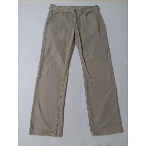 Levi's 514 Jeans Mens W34 L32 Beige Straight Denim Cotton Classic Logo