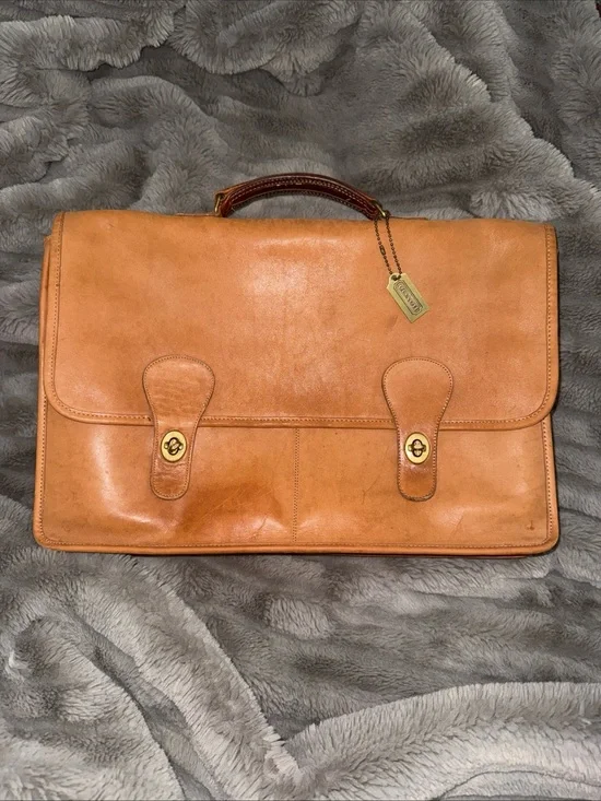 Coach Tan Leather Briefcase Satchel
