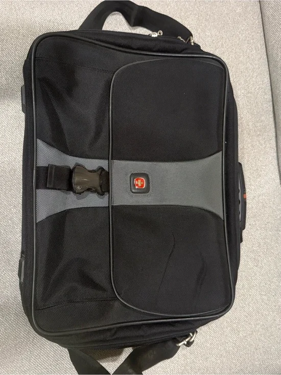 Black and Gray Men's Briefcase - Travel-Friendly Laptop Bag