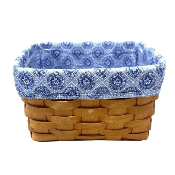 RETIRED Longaberger basket 1997, blue patterned liner and plastic insert