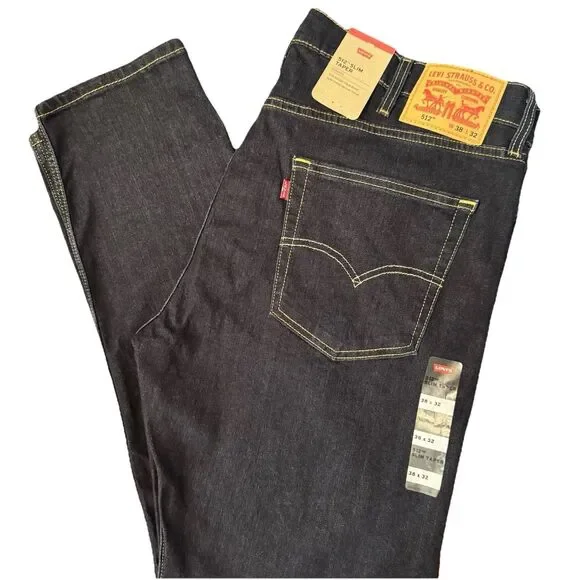 Levi’s 512 Men’s Slim Taper Jeans Dark Wash Stretch Denim 38x32 NWT